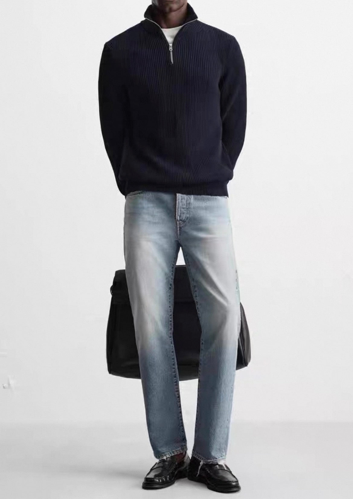 Ribbed Half-Zip Sweater