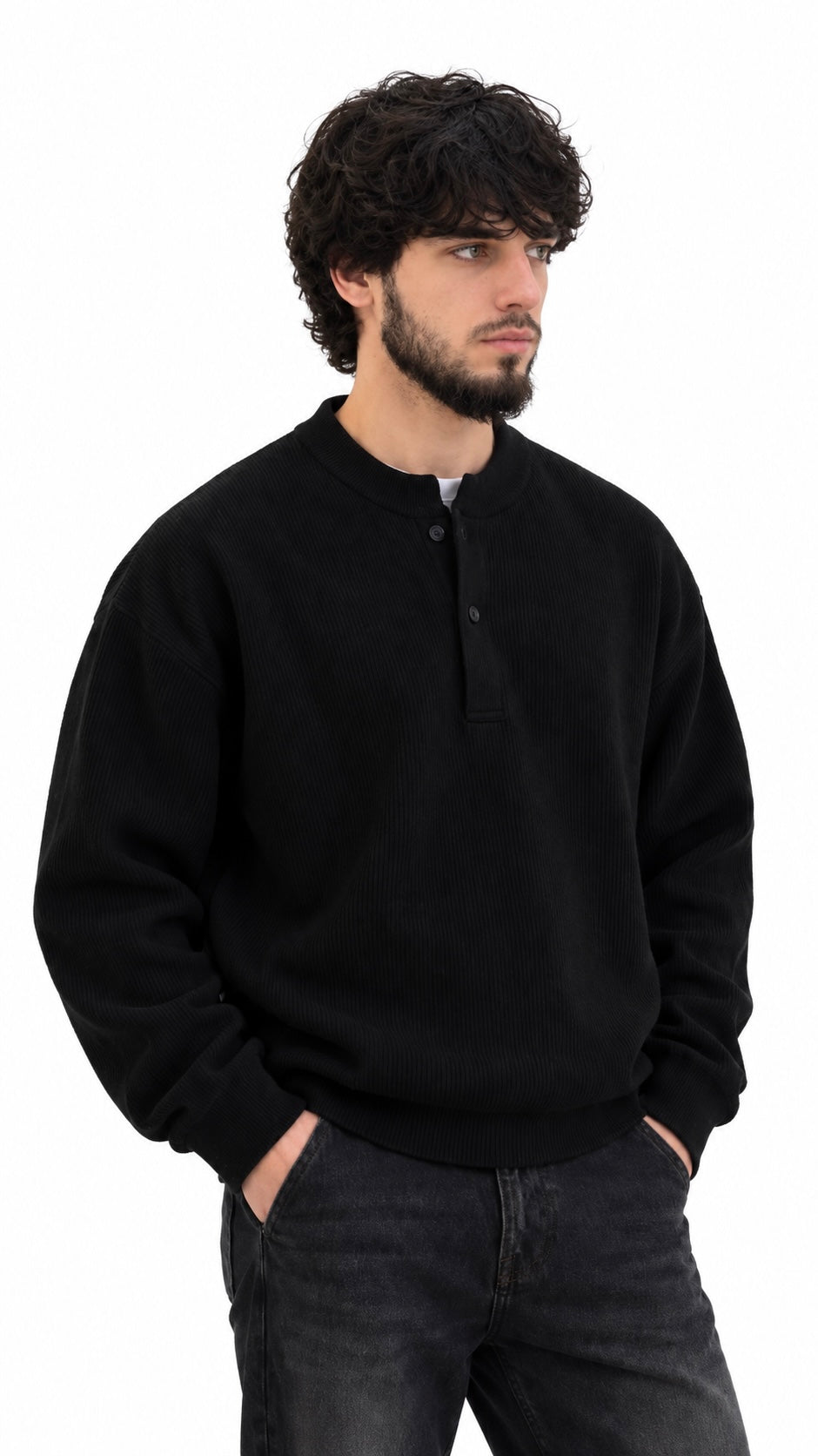 Ribbed Button-Up Sweater