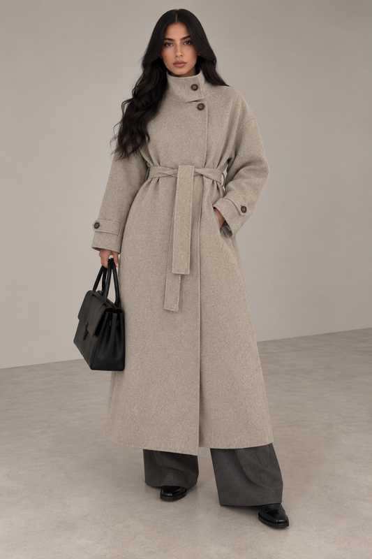 High Neck Belted Coat