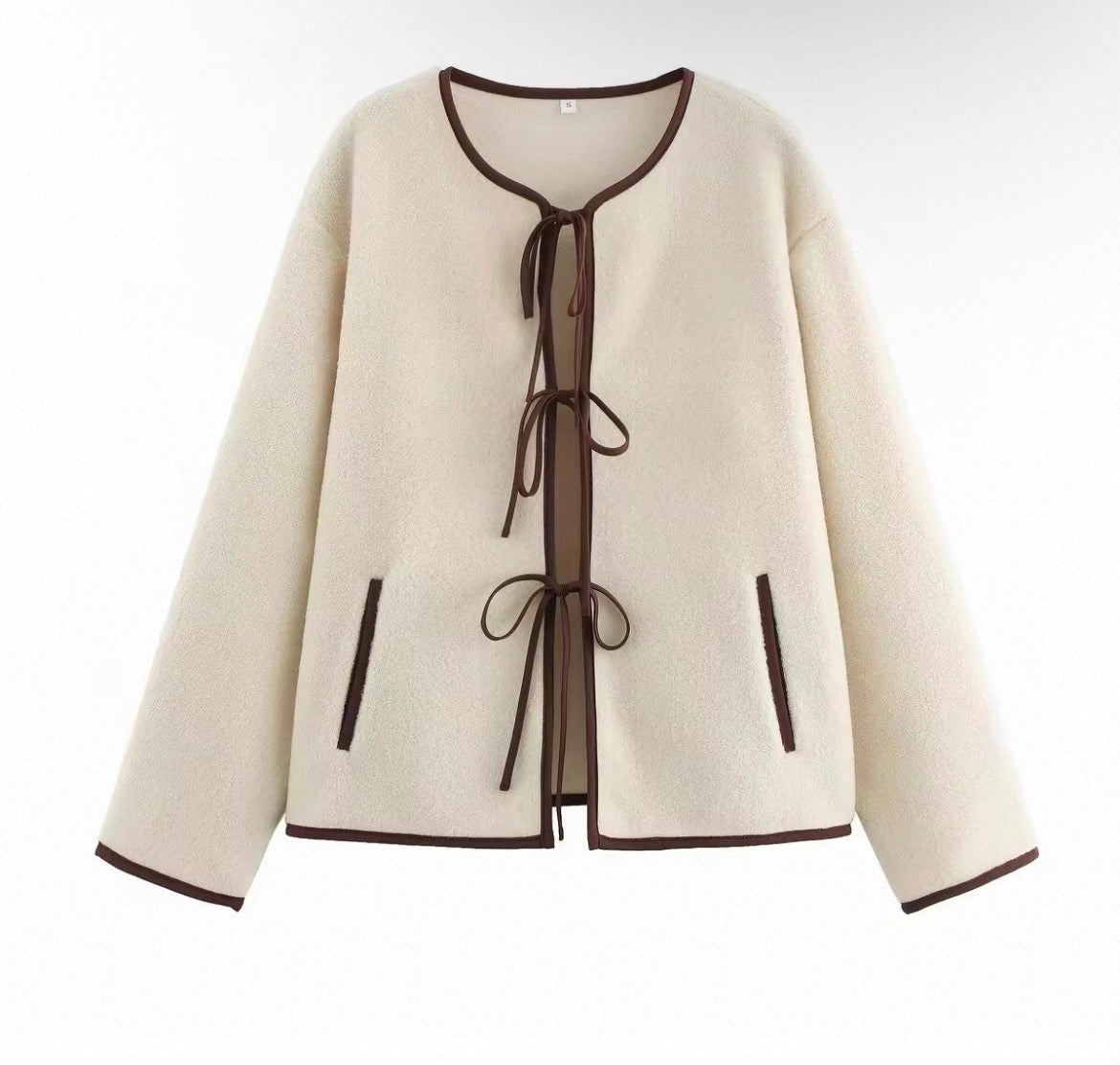 Contrast Trim Tie-Front Jacket