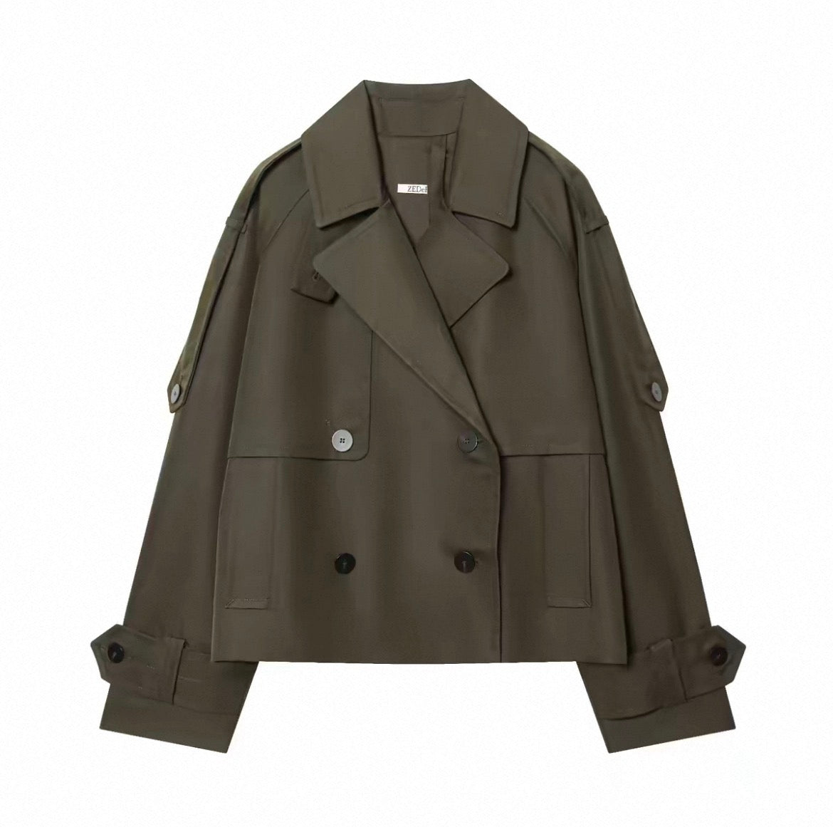 Cropped Double-Breasted Trench Jacket