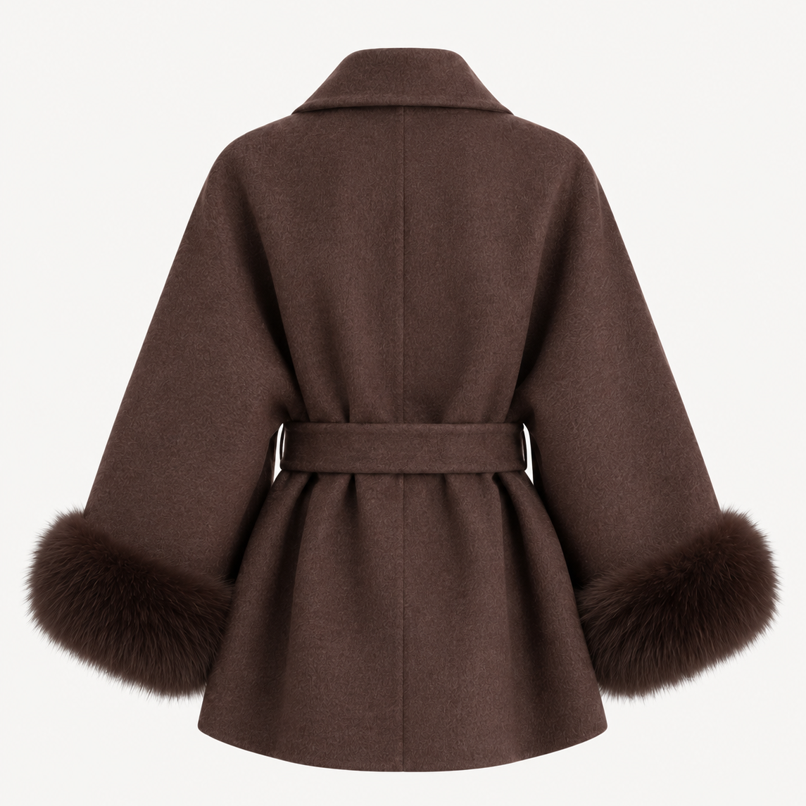 Fur Cuff Wrap Coat