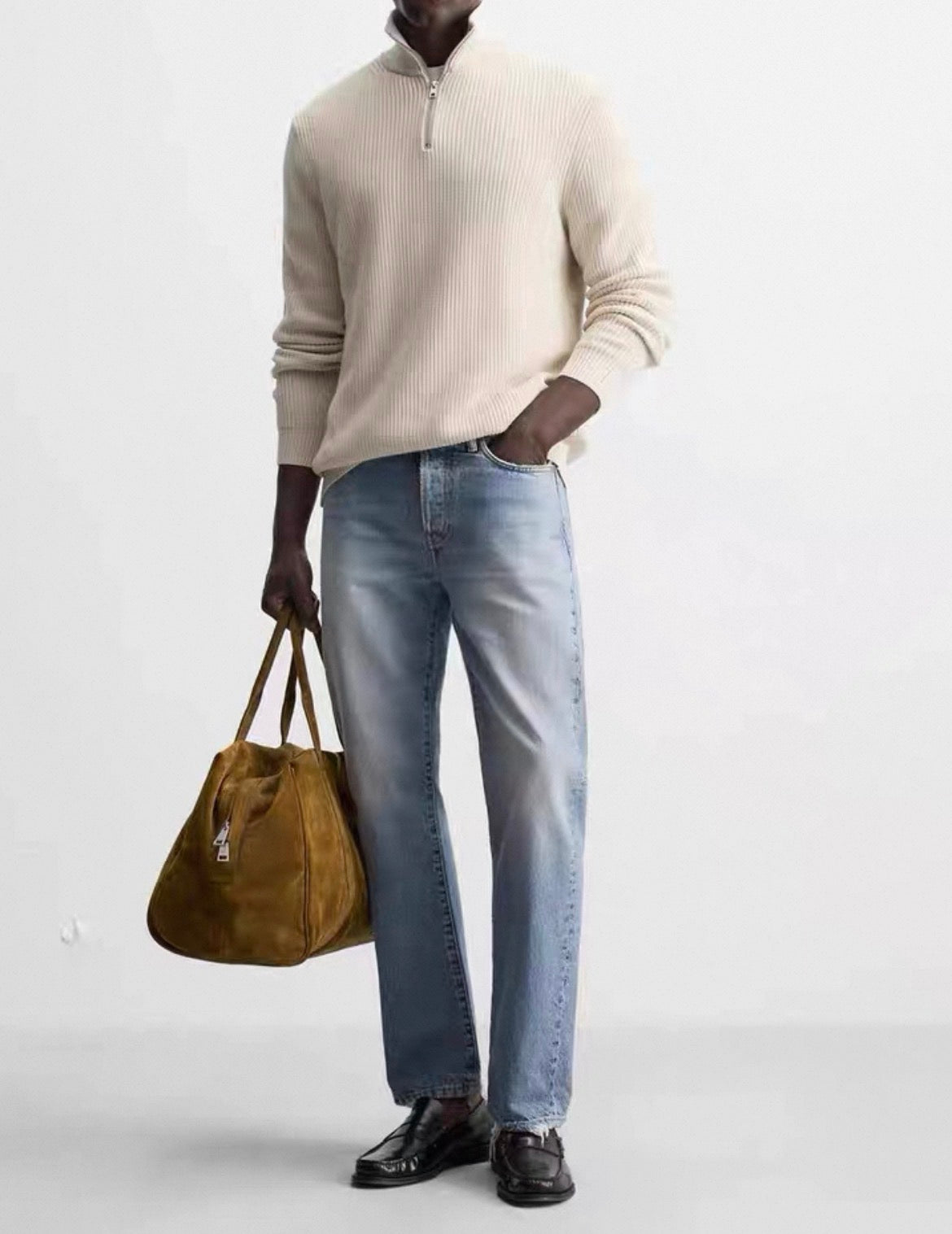 Ribbed Half-Zip Sweater