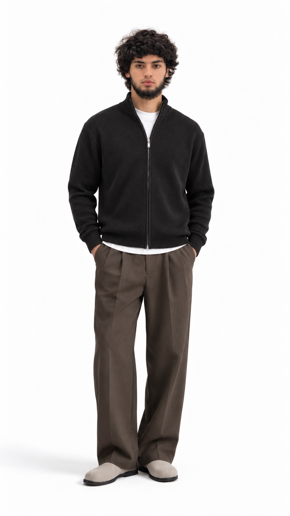 Zip-Up Knit Jacket
