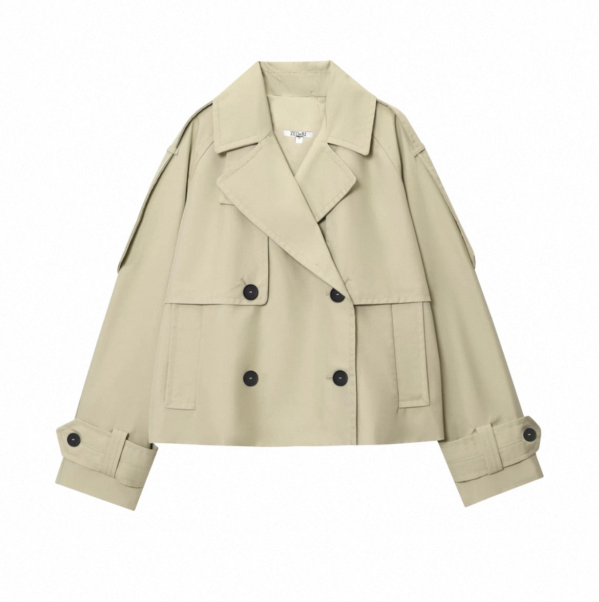 Cropped Double-Breasted Trench Jacket