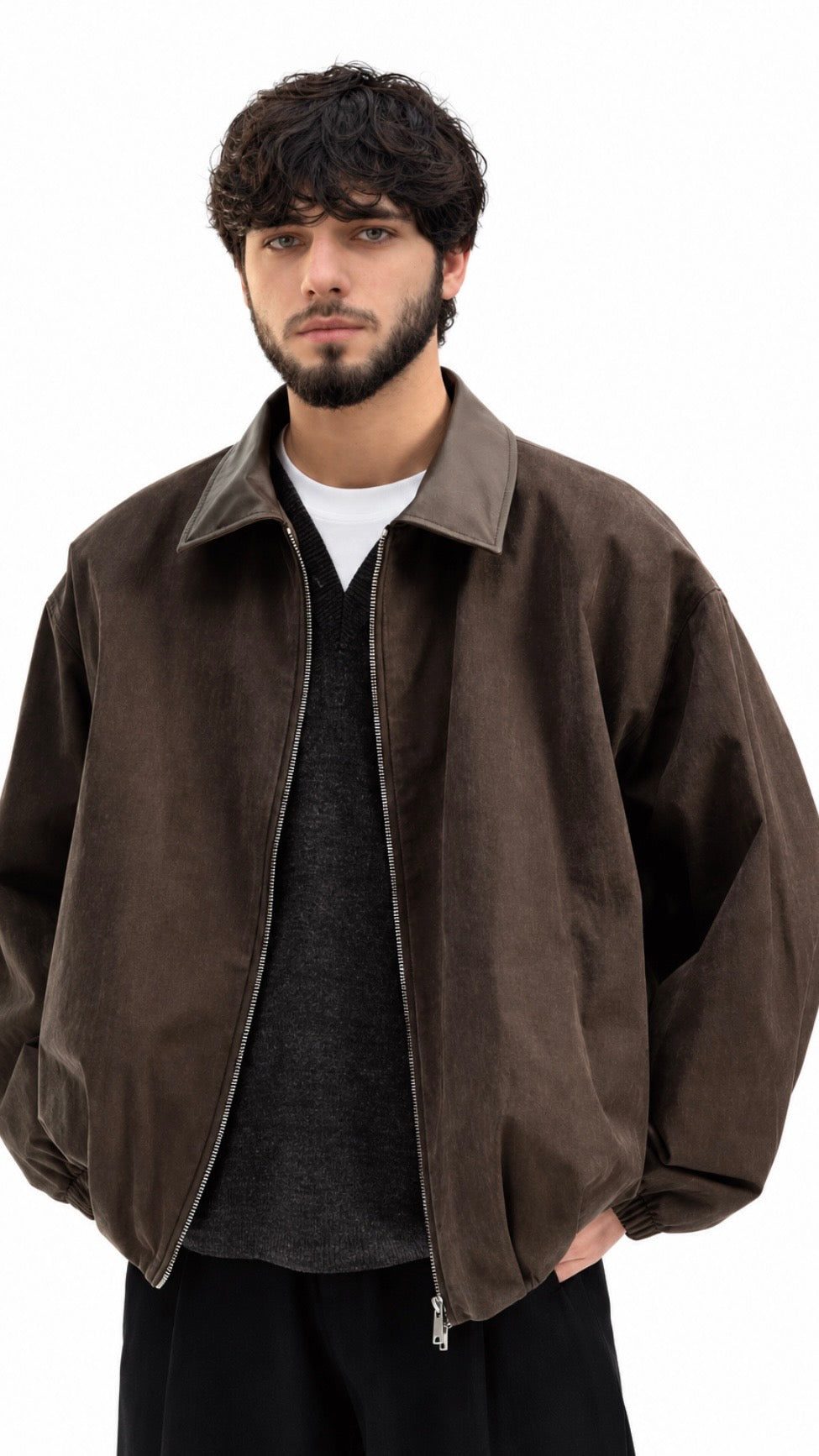 Vintage Leather Collar Jacket