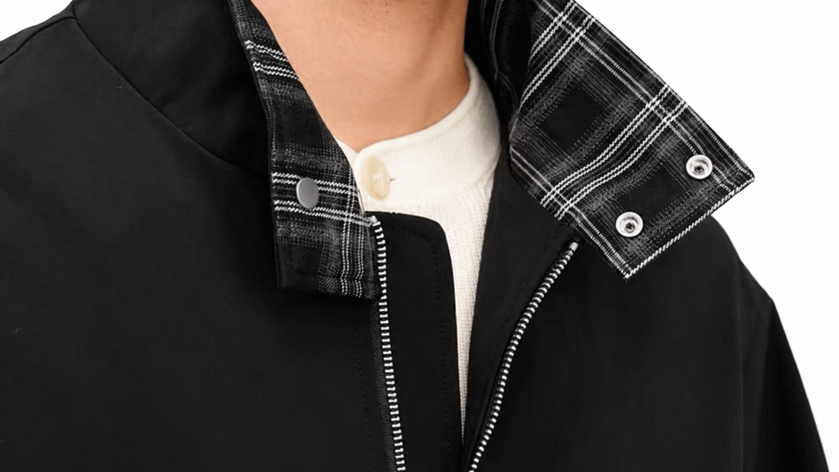 Contrast Plaid Collar Jacket