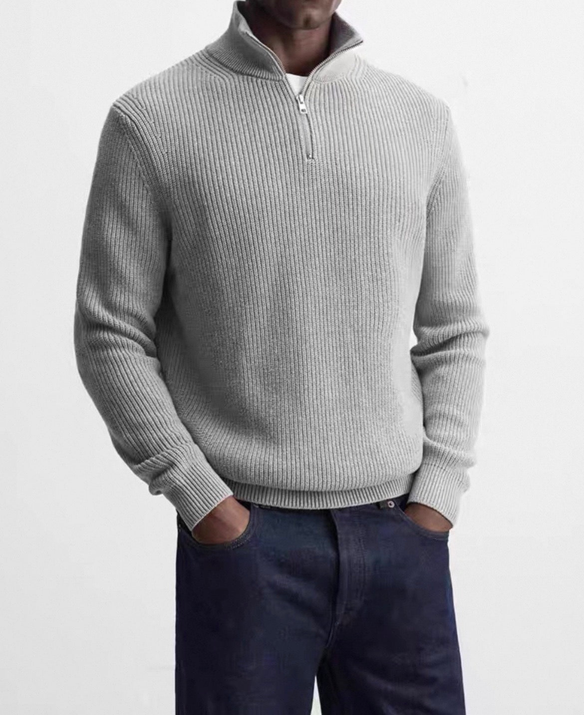 Ribbed Half-Zip Sweater
