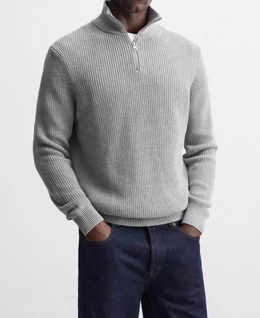 Ribbed Half-Zip Sweater