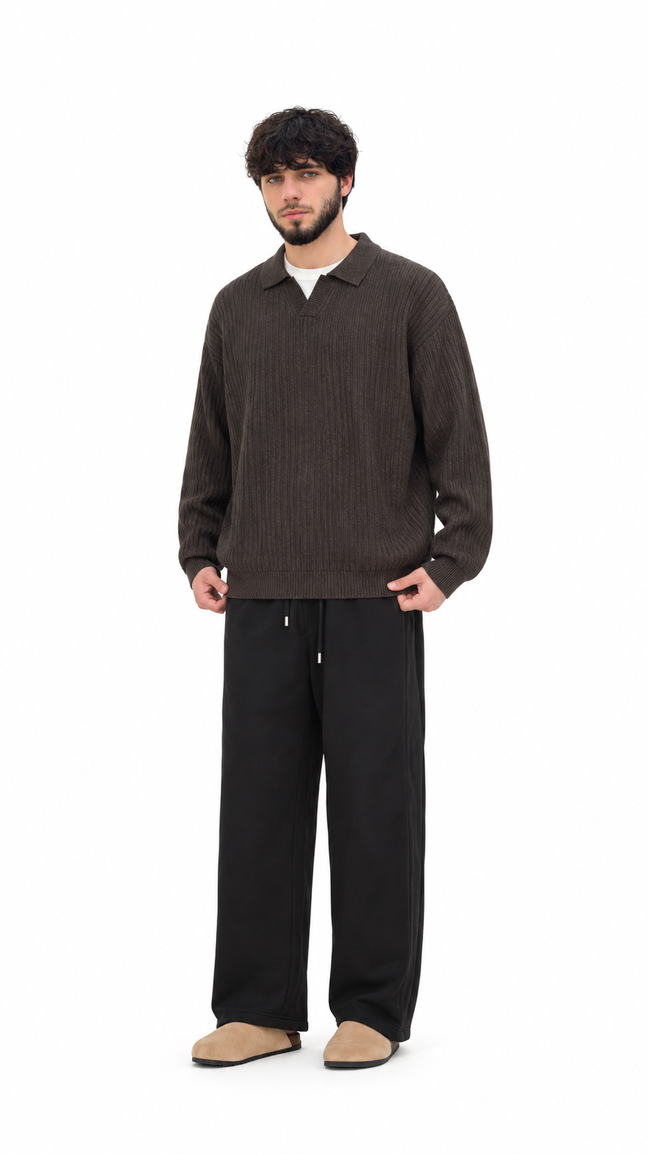 Ribbed Collar Knit Sweater