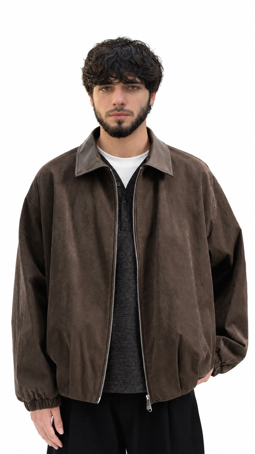Vintage Leather Collar Jacket