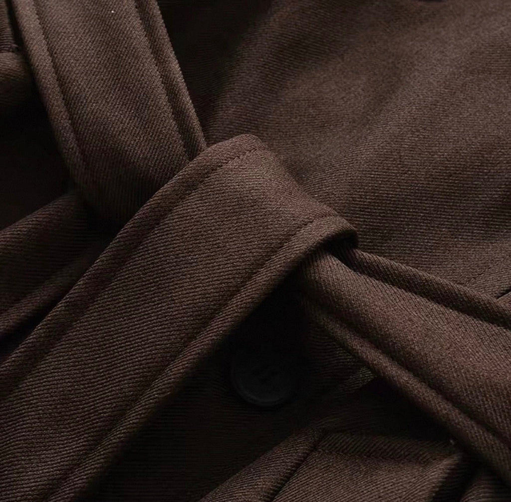 High Collar Belted Coat