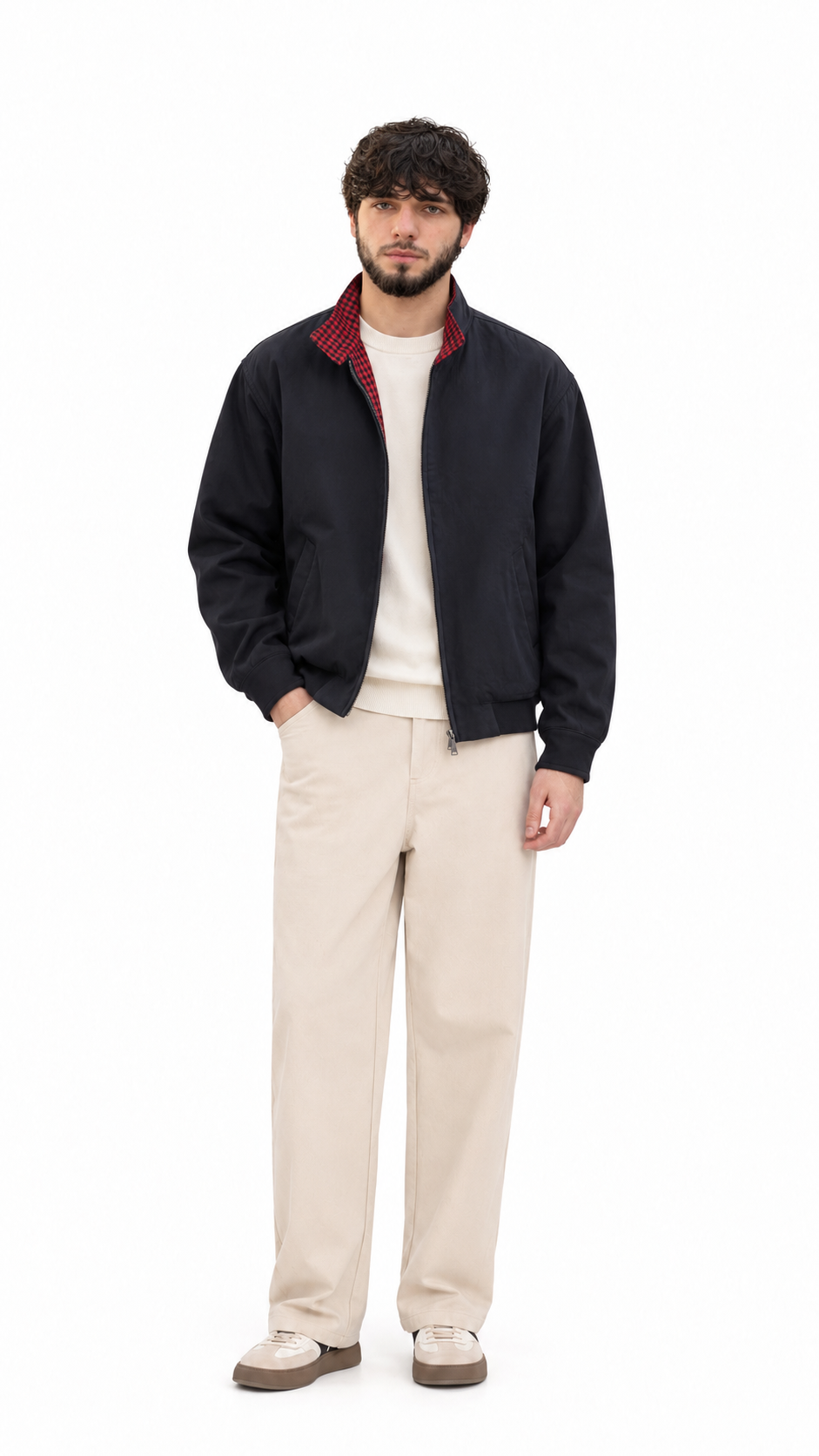 Contrast Lining Zip Jacket