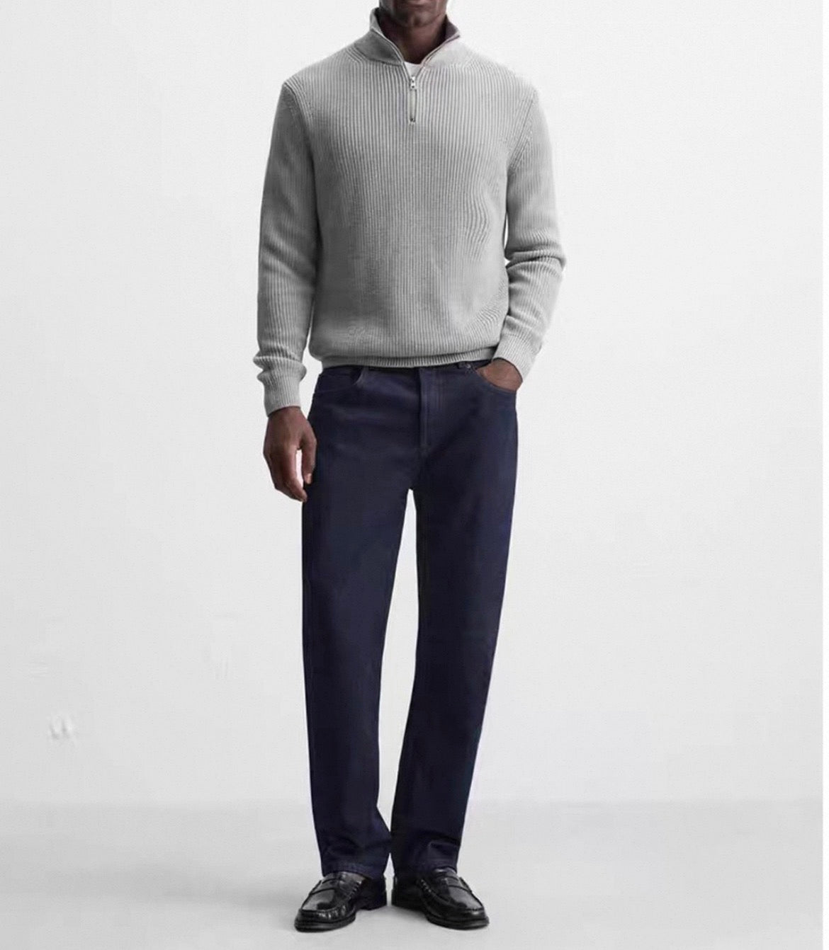 Ribbed Half-Zip Sweater