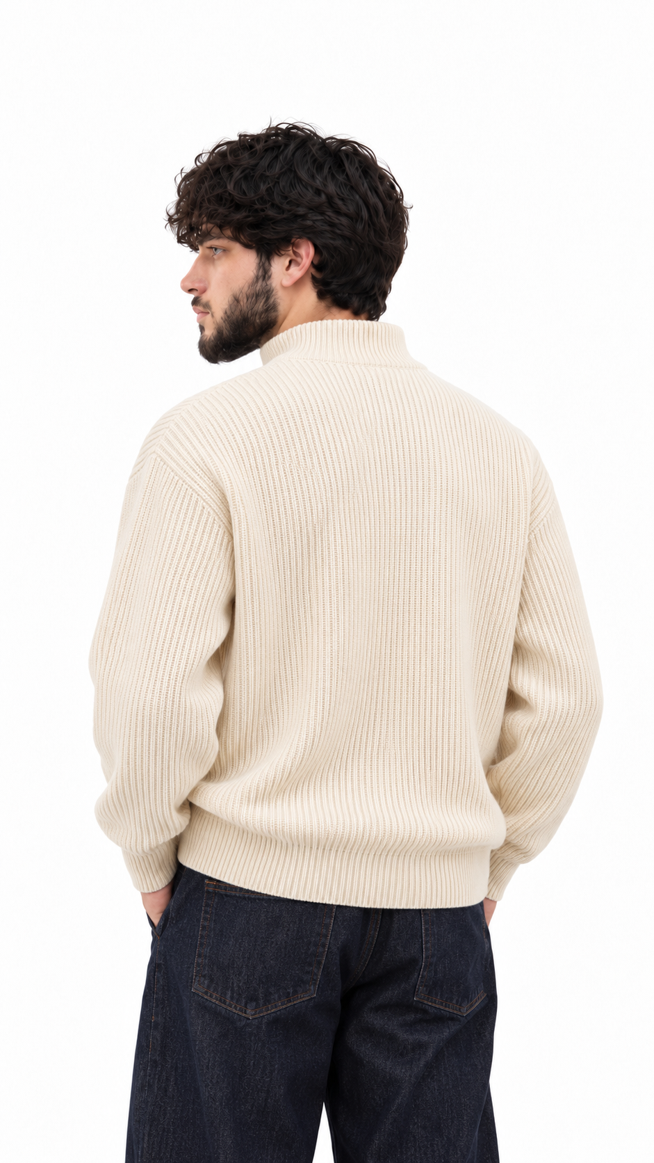 Vincaso Ribbed Half-Zip Sweater