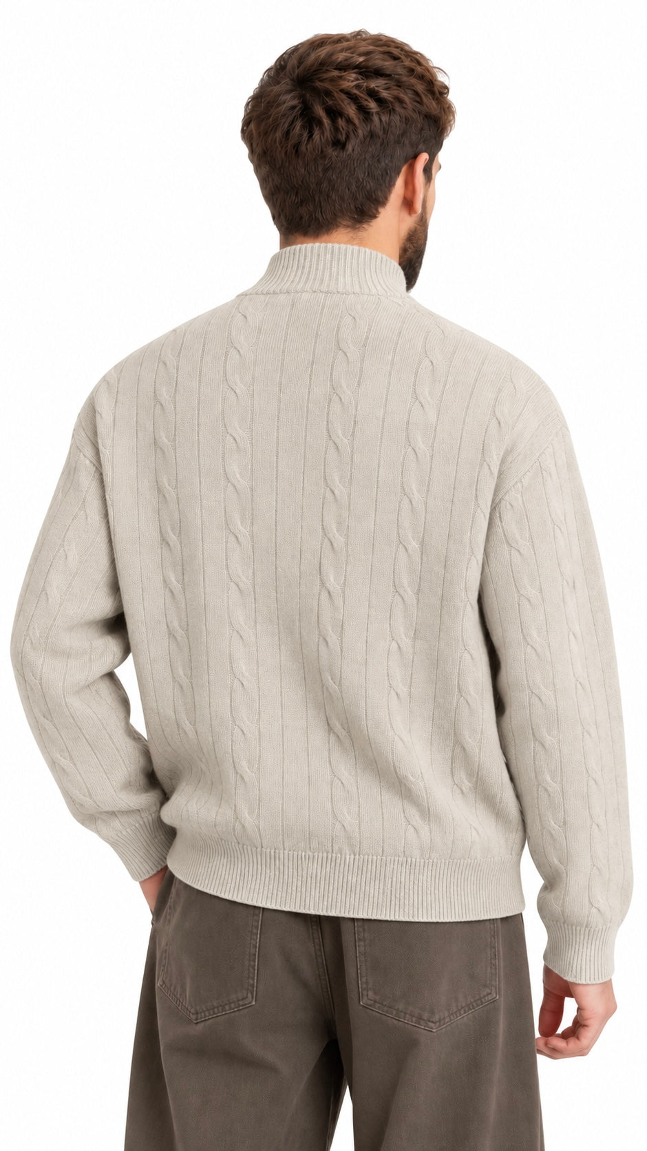 Cable Knit Zip-Up Sweater