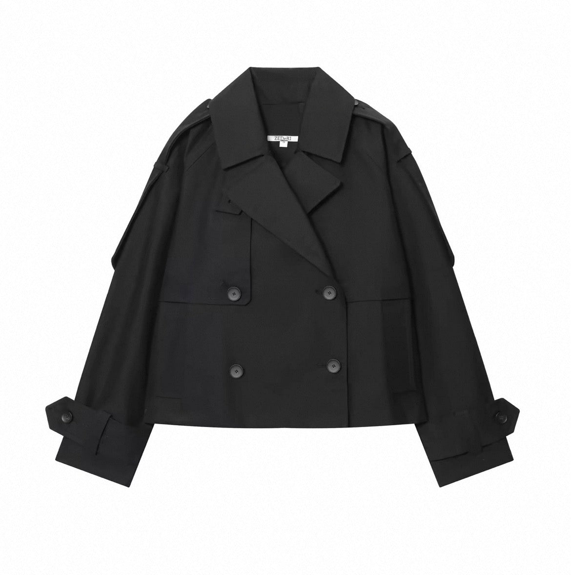 Cropped Double-Breasted Trench Jacket