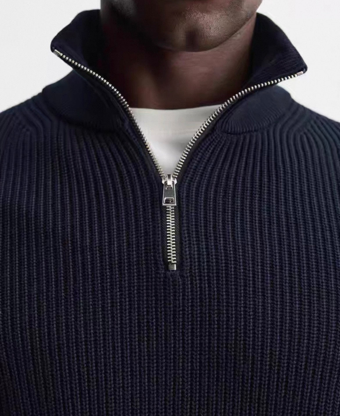 Ribbed Half-Zip Sweater