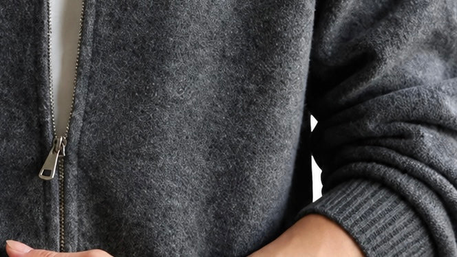 Textured Bomber Zip Cardigan