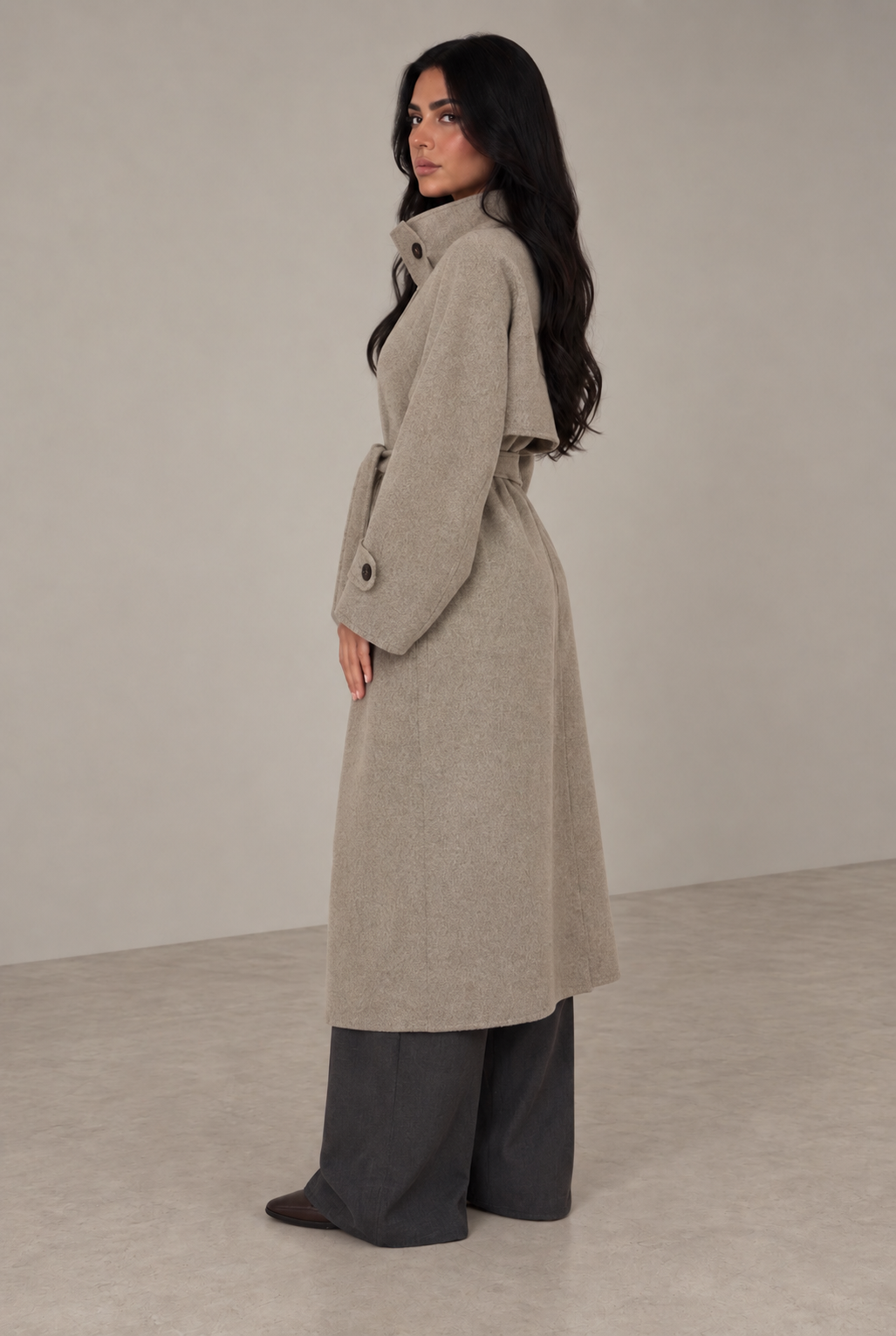 High Neck Belted Coat