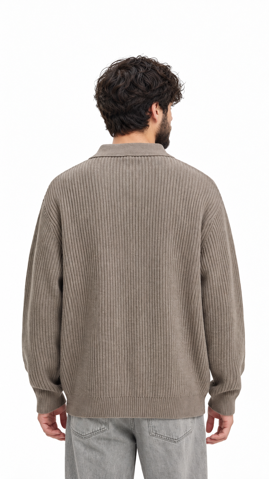 Ribbed Collar Knit Sweater