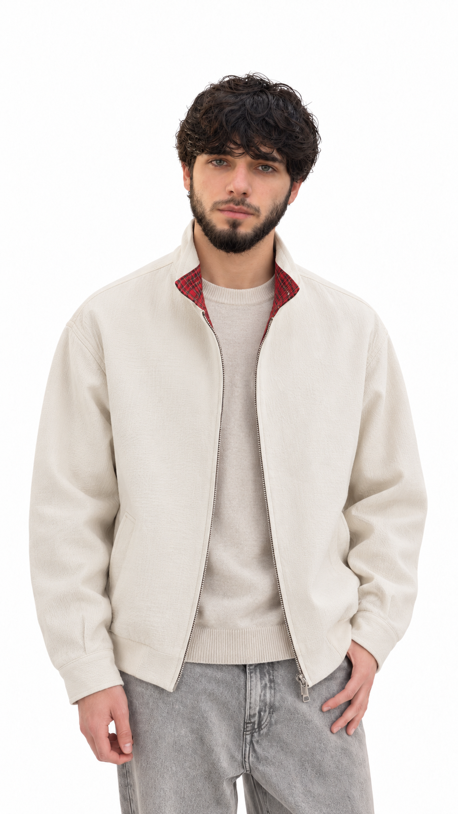 Contrast Lining Zip Jacket