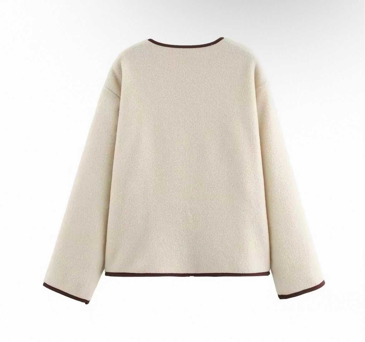 Contrast Trim Tie-Front Jacket