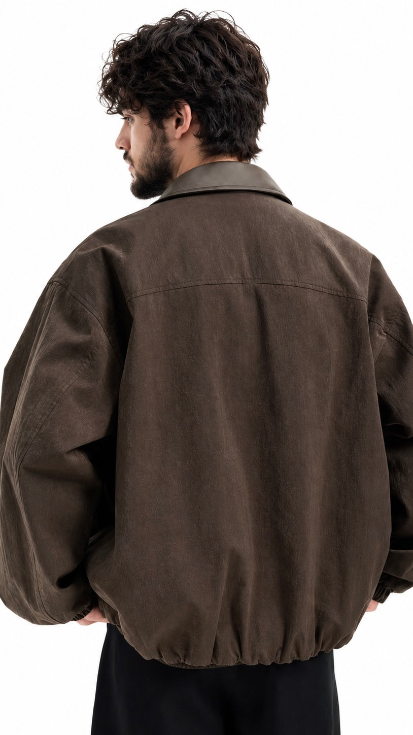 Vintage Leather Collar Jacket