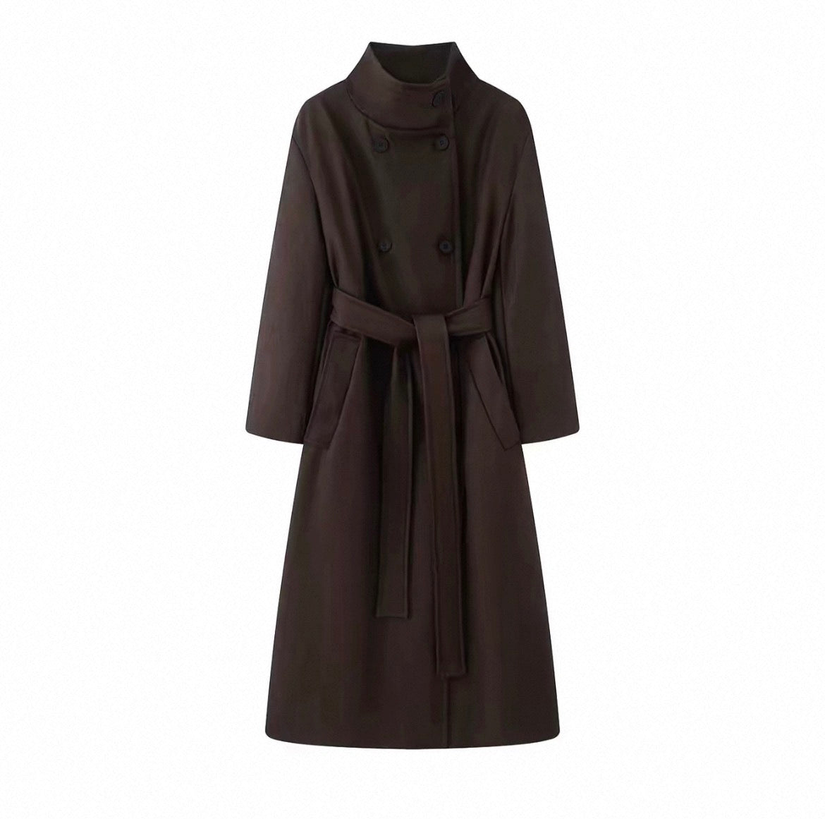 High Collar Belted Coat