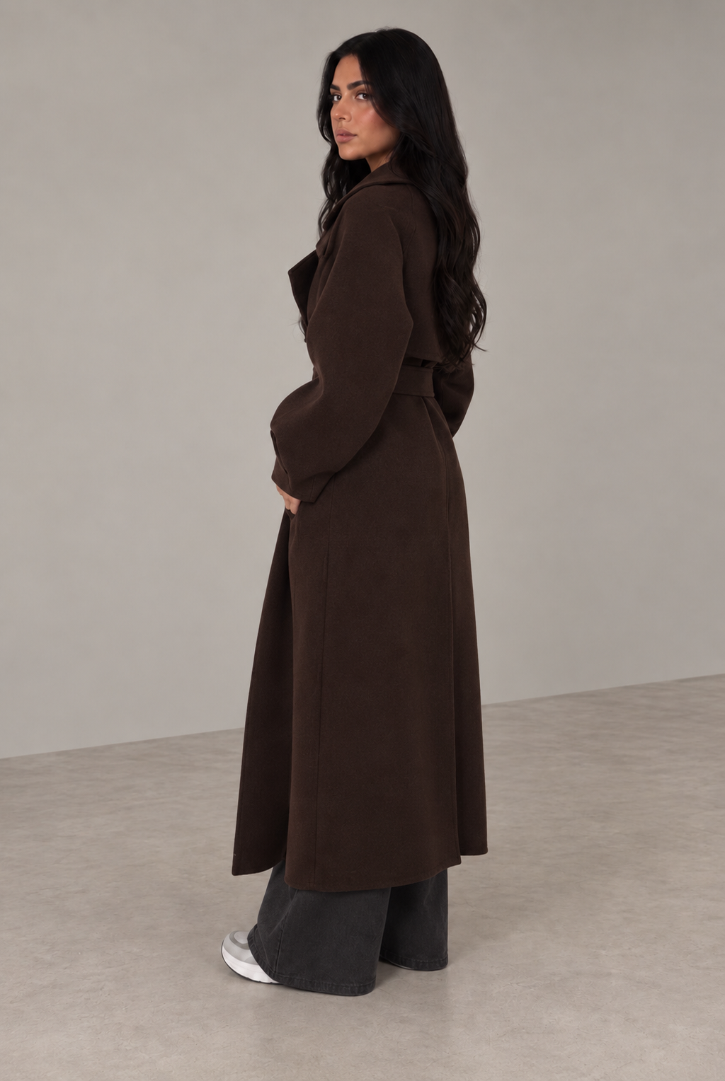 High Neck Belted Coat