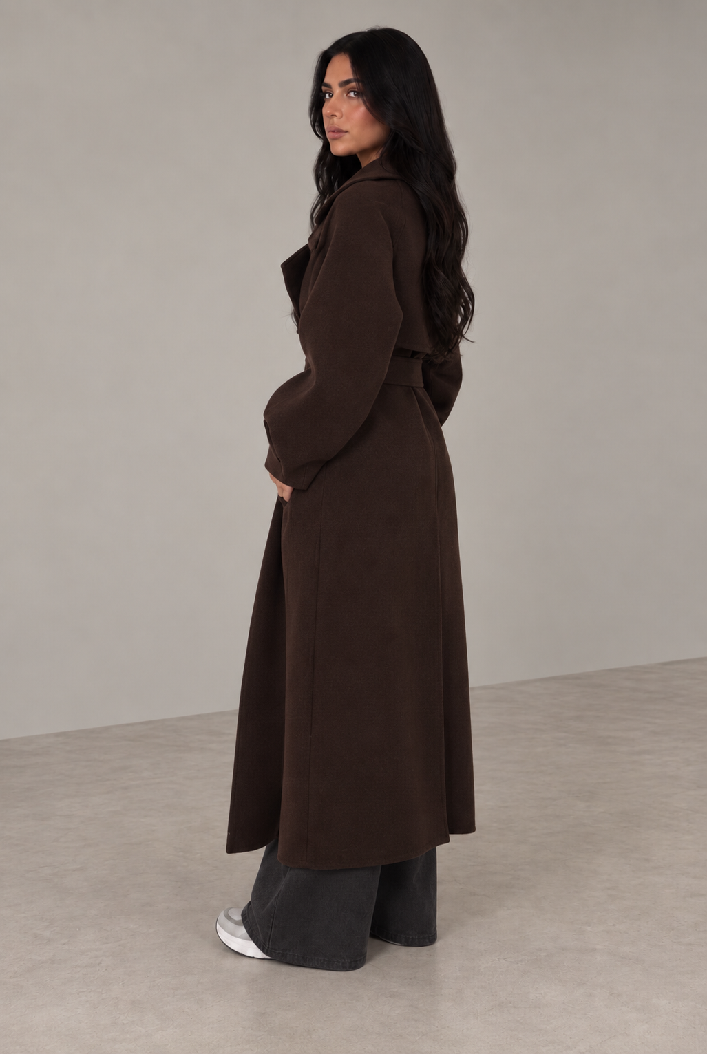 High Neck Belted Coat