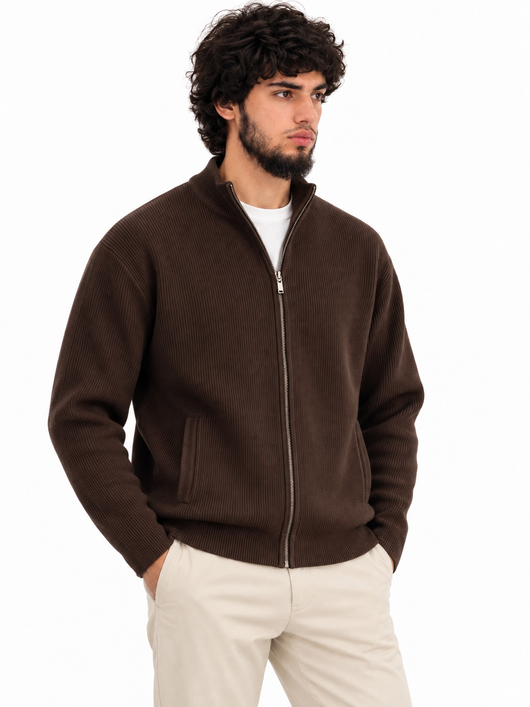 Zip-Up Knit Jacket