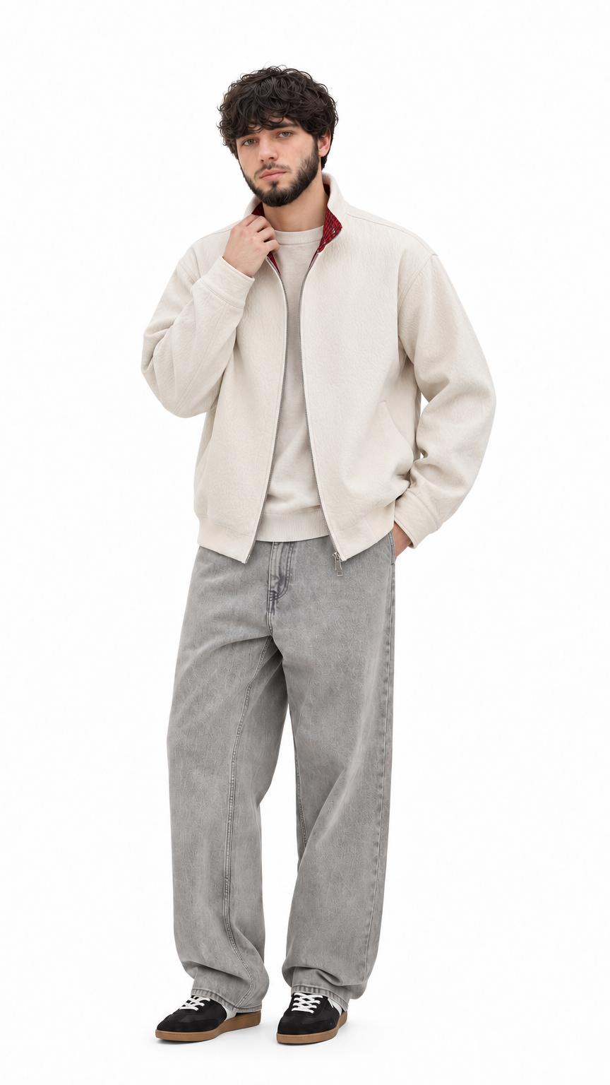 Contrast Lining Zip Jacket