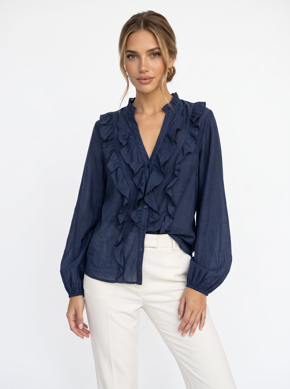 Long Sleeve Ruffle Loose Shirt
