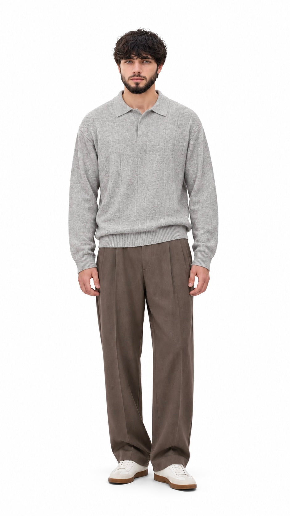 Cable Polo Sweater