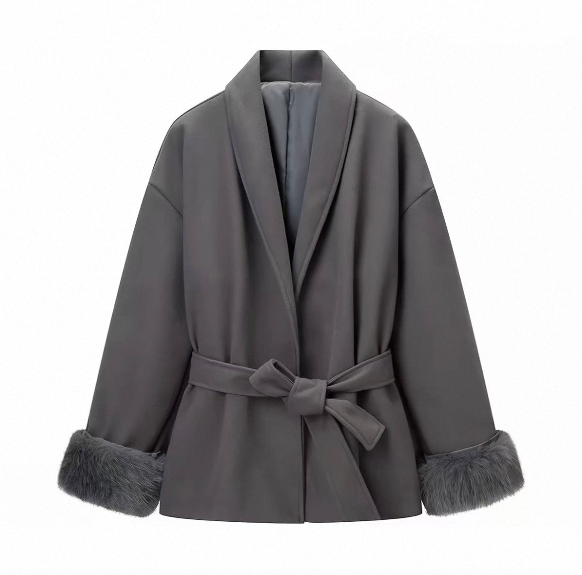 Maté Fur Cuff Wrap Jacket