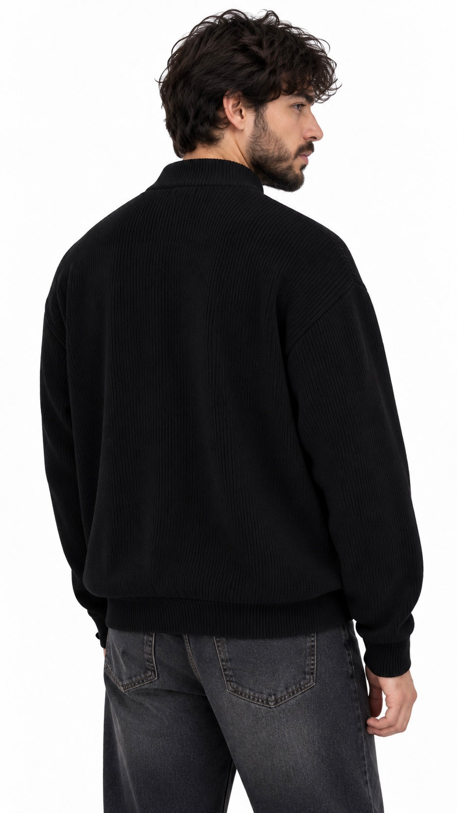 Ribbed Button-Up Sweater