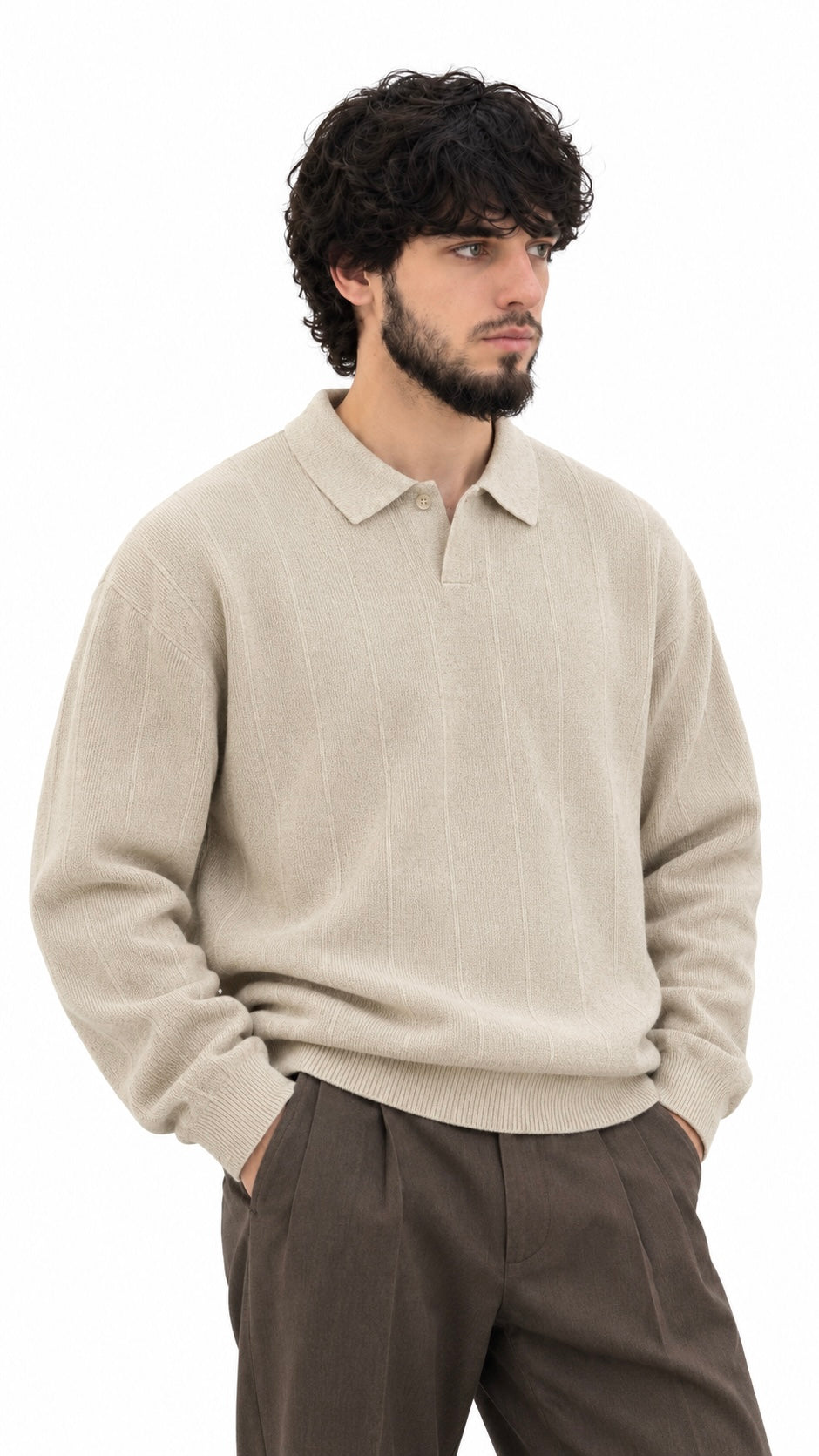 Cable Polo Sweater