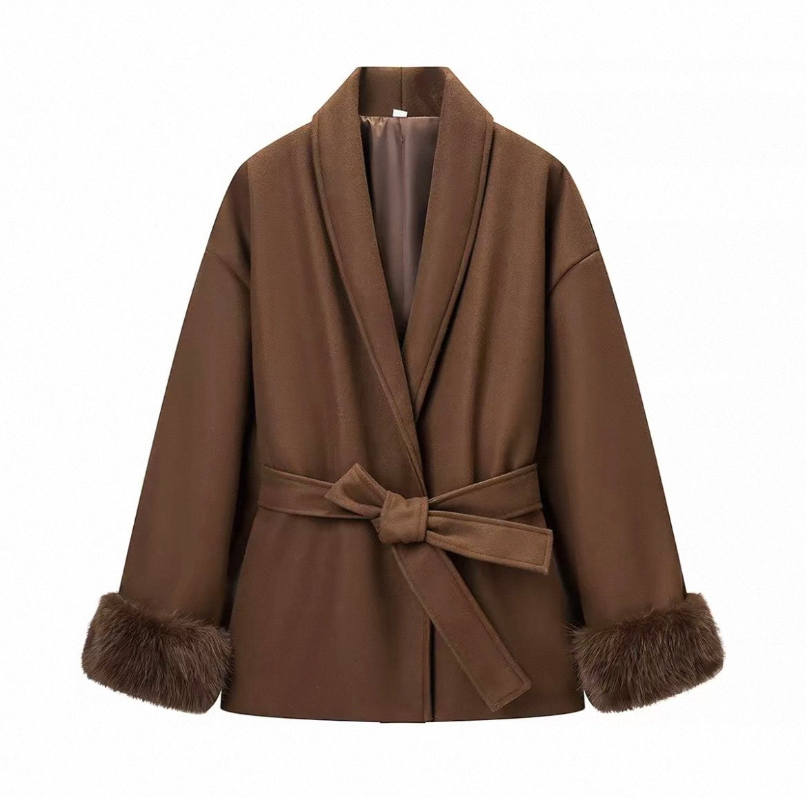 Maté Fur Cuff Wrap Jacket