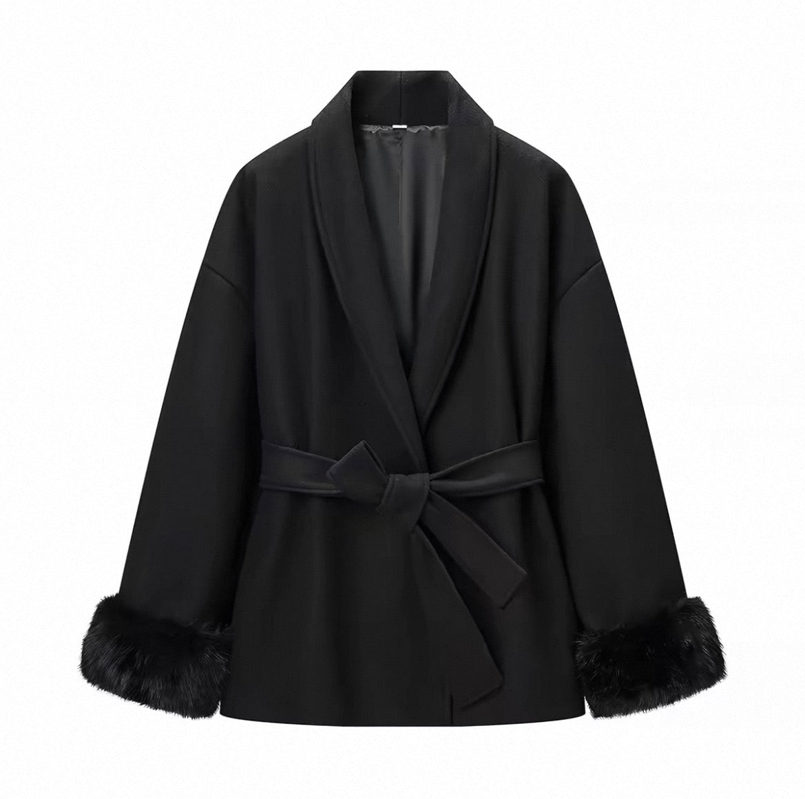 Maté Fur Cuff Wrap Jacket