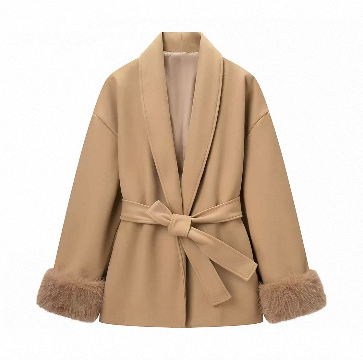 Maté Fur Cuff Wrap Jacket