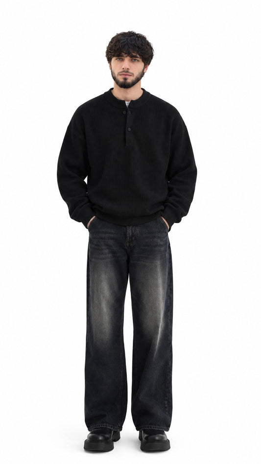 Ribbed Button-Up Sweater