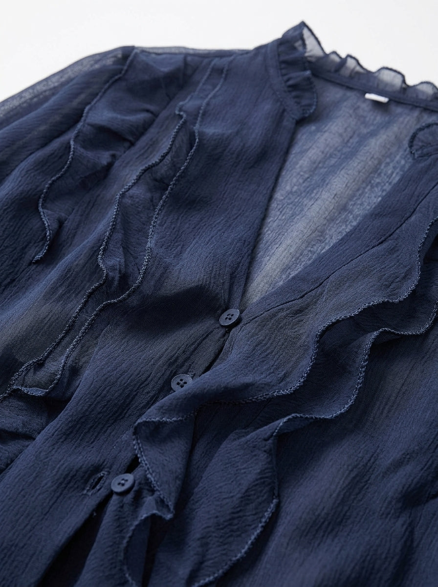 Long Sleeve Ruffle Loose Shirt