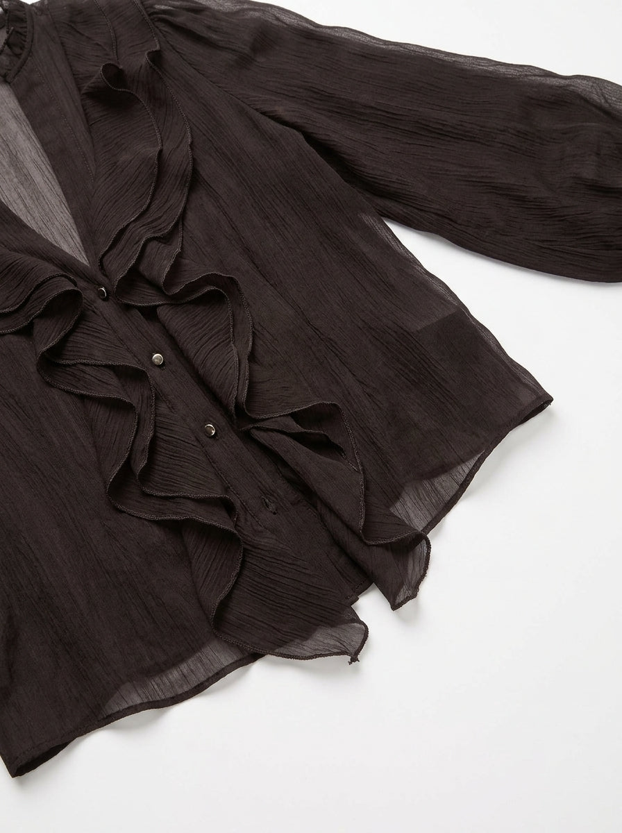 Long Sleeve Ruffle Loose Shirt
