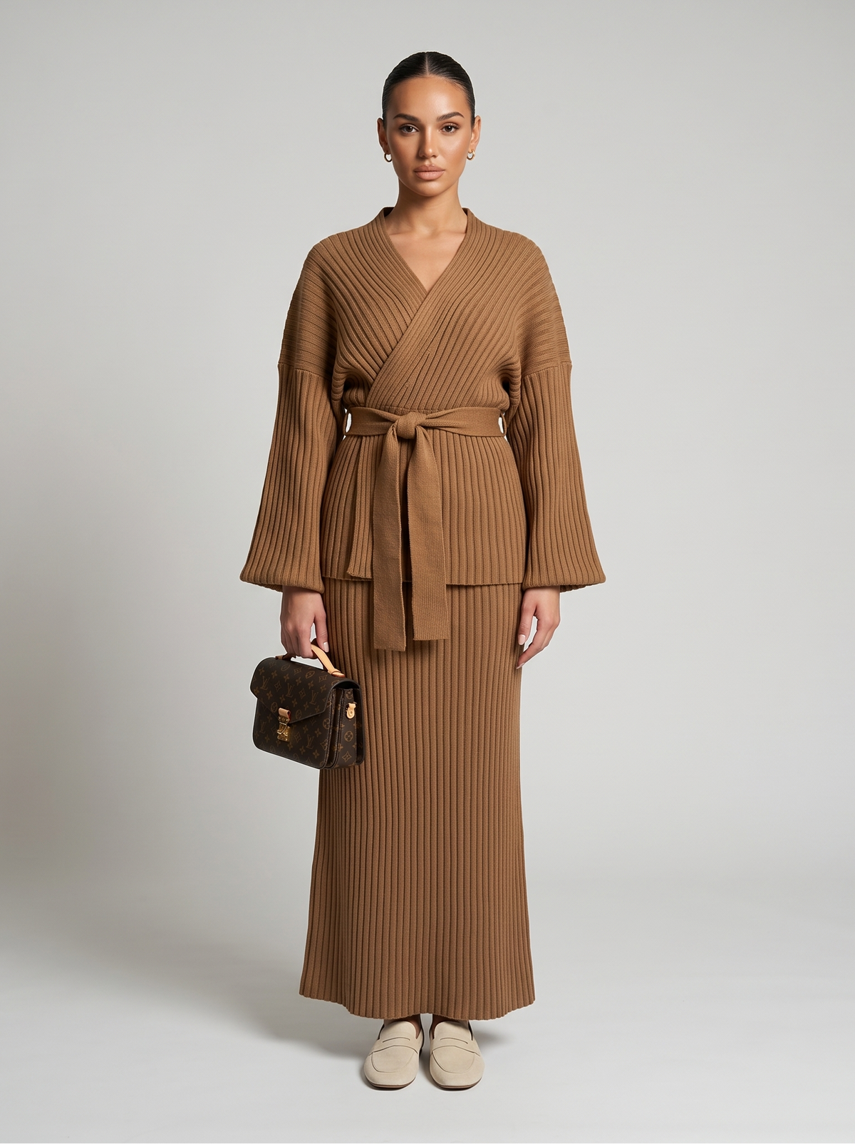 Embroidered Skirt and Wrap Top Set