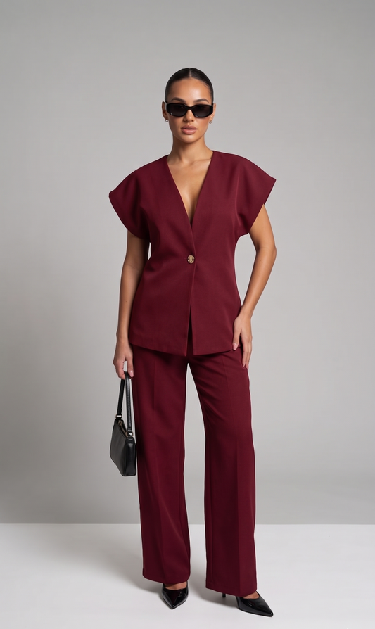 Button-Up Top and Pants Set