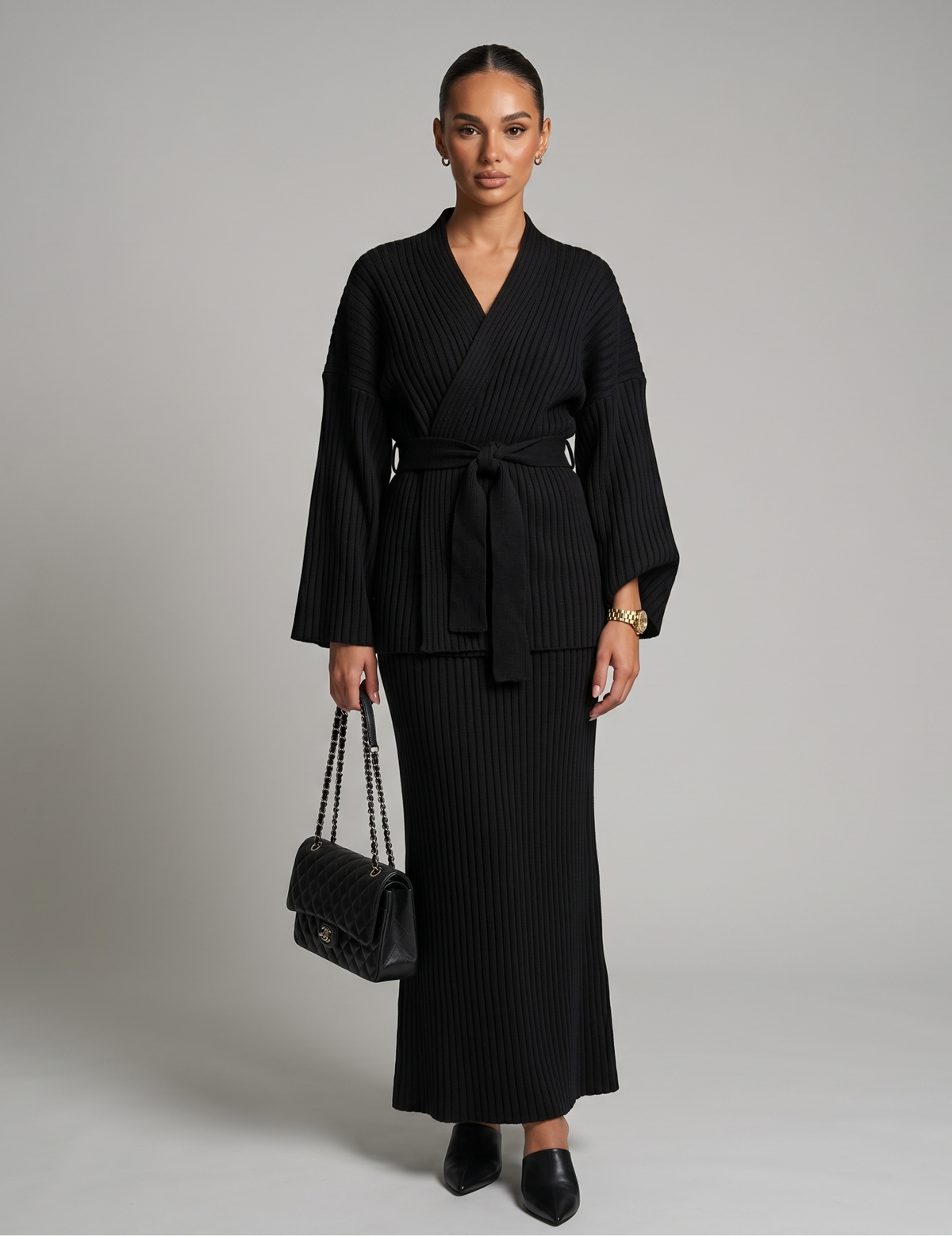 Embroidered Skirt and Wrap Top Set