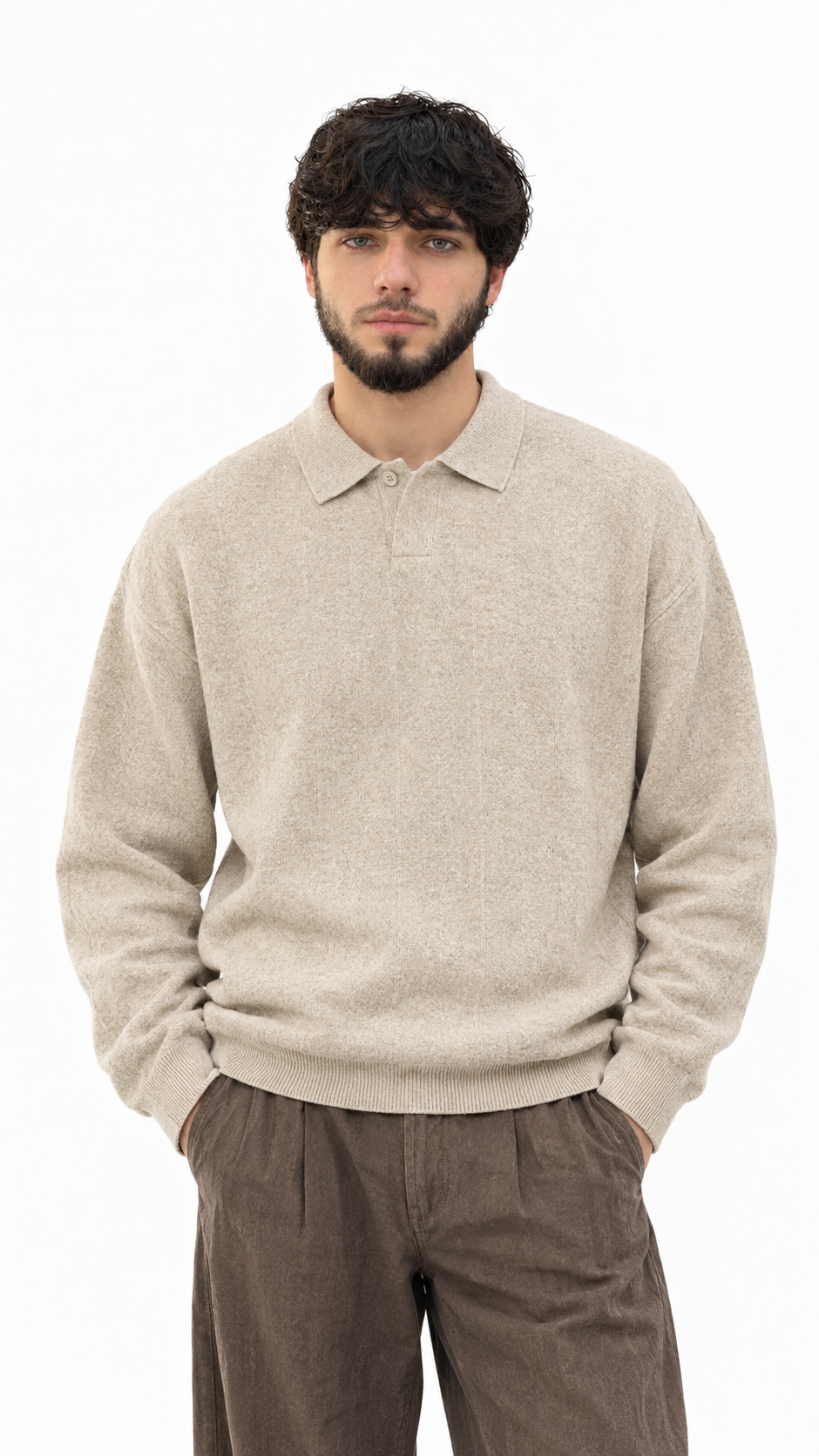 Cable Polo Sweater