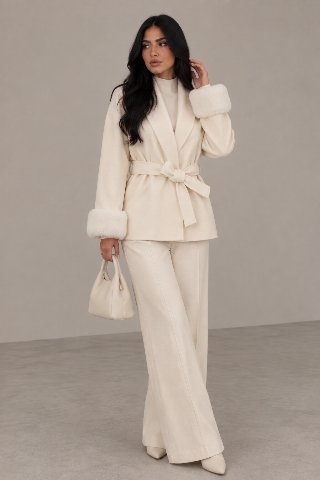 Maté Fur Cuff Wrap Jacket