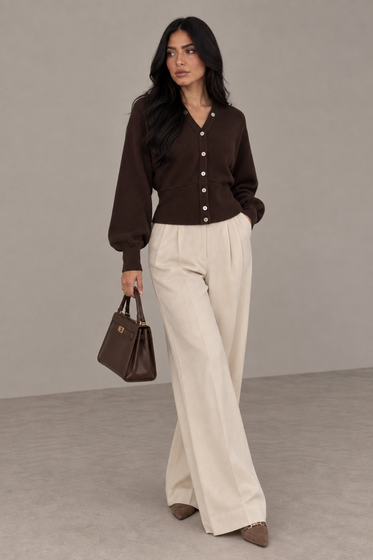 V-Neck Button Cardigan